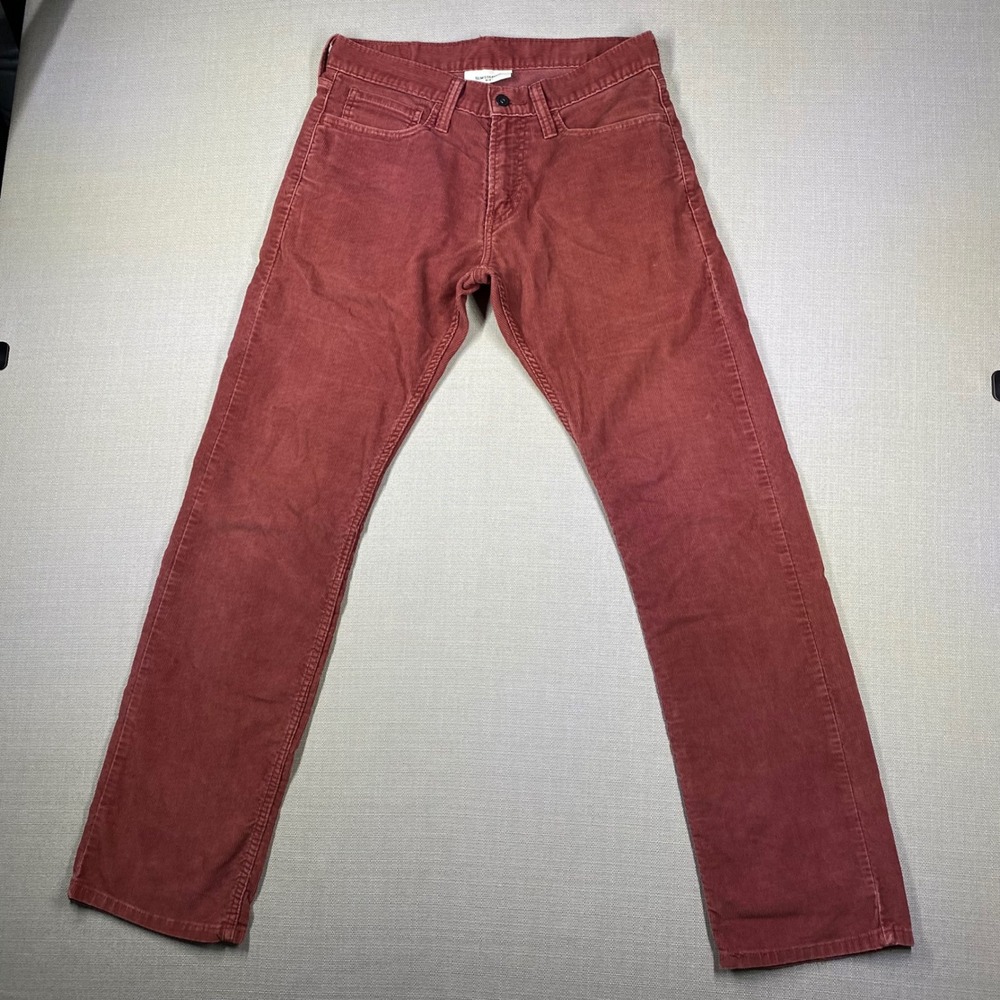 Levis Mens 514 Slim Straight Corduroy Pants 31x32 Brick Red Rust Cords